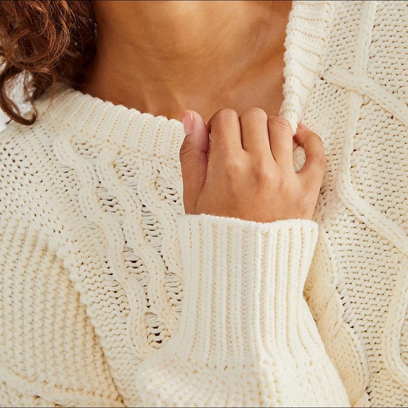 Free People Dream Cable Crewneck Sweater - Picture 7 of 15